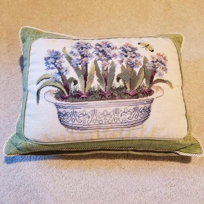 Two Signed Floral Prints and Two Floral Embroidered Pillows (2S-KD)