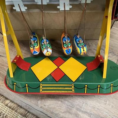 Vintage German Tinplate Clockwork Swinging Gondola