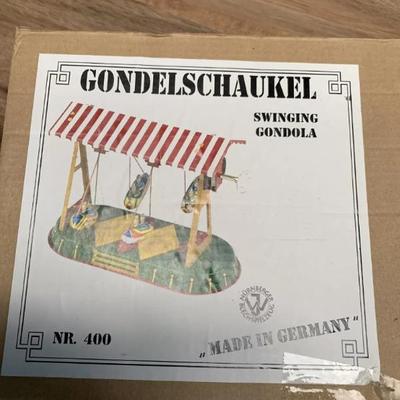 Vintage German Tinplate Clockwork Swinging Gondola