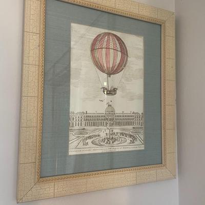Vintage Print of a Hot Air Balloon Scene