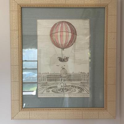 Vintage Print of a Hot Air Balloon Scene