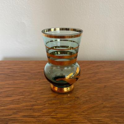 Vintage Bohemian Aqua Blue Gold Cordial Glasses