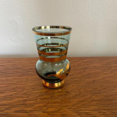 Vintage Bohemian Aqua Blue Gold Cordial Glasses