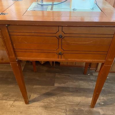 Vintage Sears- Kenmore Sewing Machine in Wooden Desk with Storage.