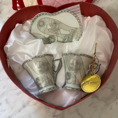 Set of Vintage Heart Shaped Tea Cups