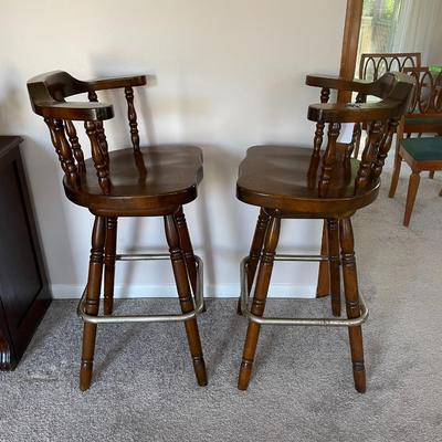 Vintage Captains Swivel Wood Barstools