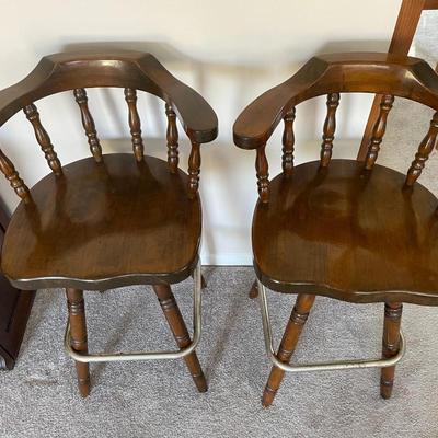 Vintage Captains Swivel Wood Barstools
