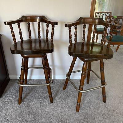 Vintage Captains Swivel Wood Barstools