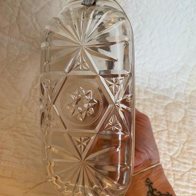 Sheffield stainless steel and glass butter dish