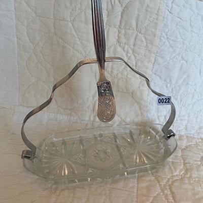Sheffield stainless steel and glass butter dish