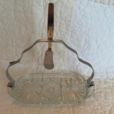 Sheffield stainless steel and glass butter dish