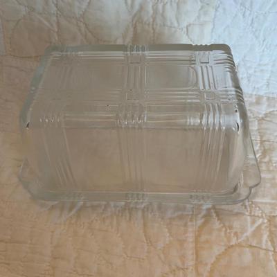 Hazel Atlas criss cross large butter dish
