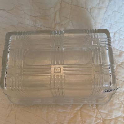 Hazel Atlas criss cross large butter dish