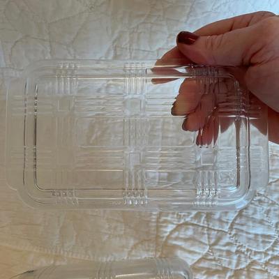Hazel Atlas criss cross large butter dish