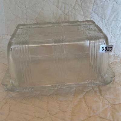 Hazel Atlas criss cross large butter dish