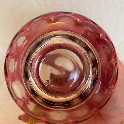 Cranberry flashing dot candy dish