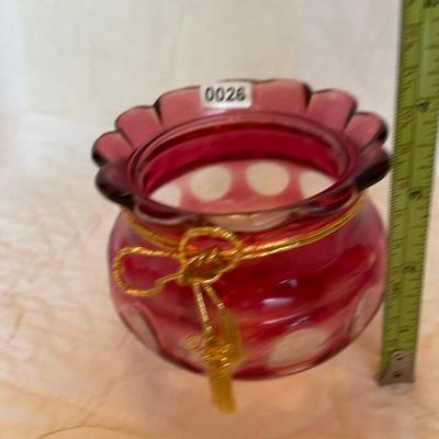 Cranberry flashing dot candy dish