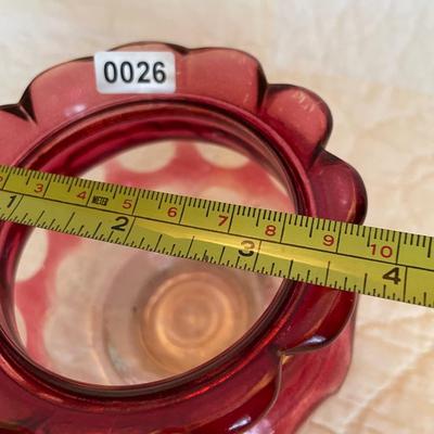 Cranberry flashing dot candy dish