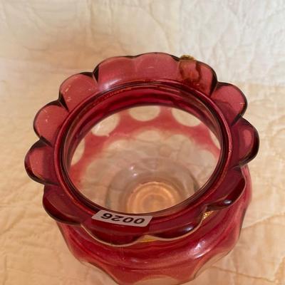 Cranberry flashing dot candy dish