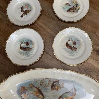 Austrian Porcelain Fish Plate Set