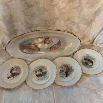 Austrian Porcelain Fish Plate Set