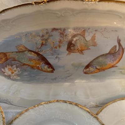 Austrian Porcelain Fish Plate Set