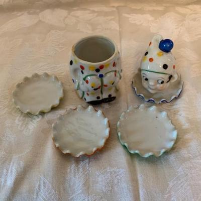Vtg 5-piece clown figurine