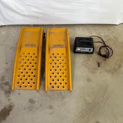 AUTO RAMPS AND A SCHUMACHER BATTERY CHARGER