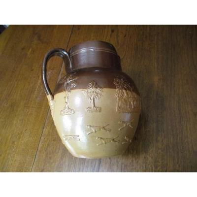 Antique Royal Doulton salt glazed embossed pitcher
