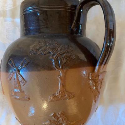 Antique Royal Doulton salt glazed embossed pitcher