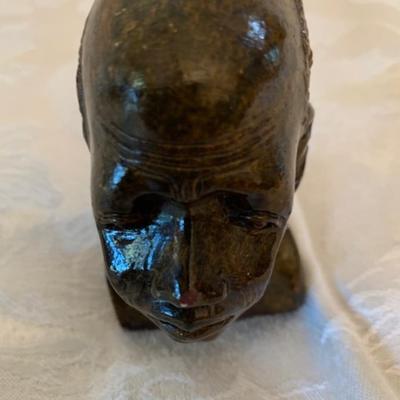 Vintage hand carved marble, Shona tribe male bust