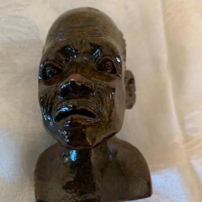 Vintage hand carved marble, Shona tribe male bust