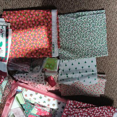 CHRISTMAS SEWING MATERIAL, SOME CUT FOR QUILTS/CRAFTS