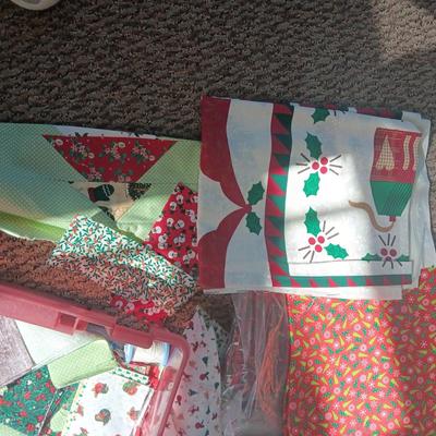 CHRISTMAS SEWING MATERIAL, SOME CUT FOR QUILTS/CRAFTS