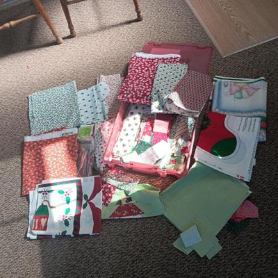 CHRISTMAS SEWING MATERIAL, SOME CUT FOR QUILTS/CRAFTS