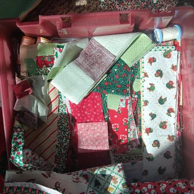 CHRISTMAS SEWING MATERIAL, SOME CUT FOR QUILTS/CRAFTS