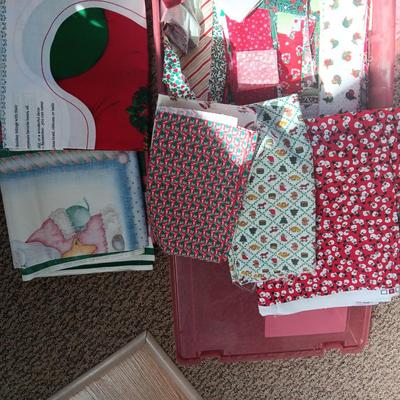 CHRISTMAS SEWING MATERIAL, SOME CUT FOR QUILTS/CRAFTS