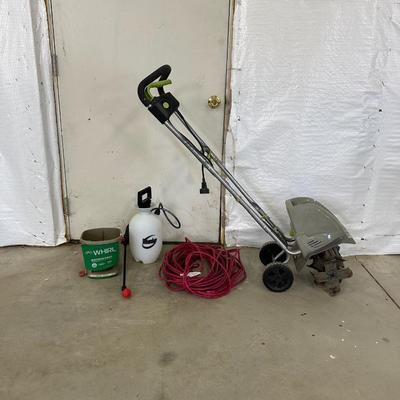 EARTHWISE TILLER CULTIVATOR, SPREADER, SPRAYER AND EXTENSION CORD
