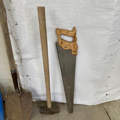 SLEDGE HAMMER, SHOVELS, HAND SAW & MORE