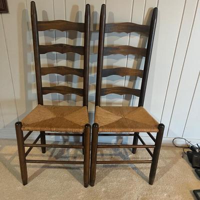 Two Ladder Back Chairs With Rush Seats (2LR-MG)