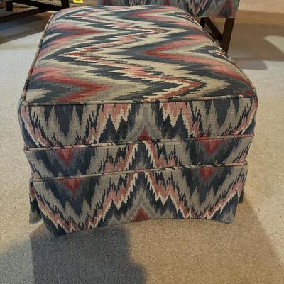 Two Chippendale Style Chairs & One Ottoman (2LR-MG)