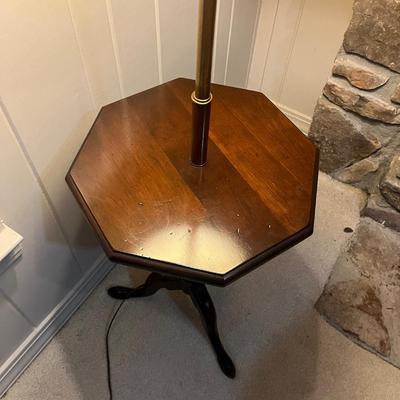 Wooden Table/Floor Lamp with Brass Accent (2LR-MG)