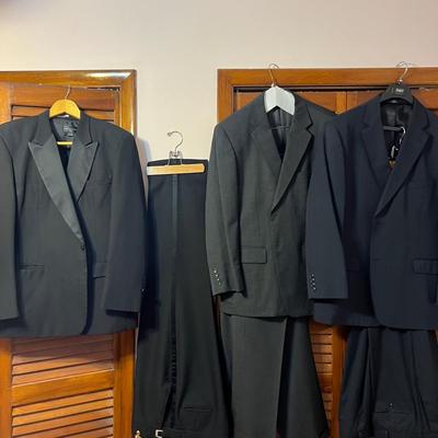 Lot of 8 Men’s Suits + 1 Tuxedo