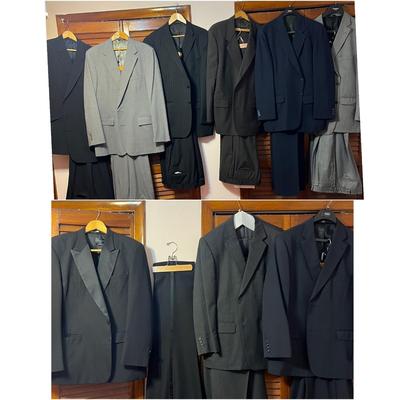 Lot of 8 Men’s Suits + 1 Tuxedo