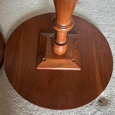 Two Pedestal Solid Wood Side Tables (2LR-MG)