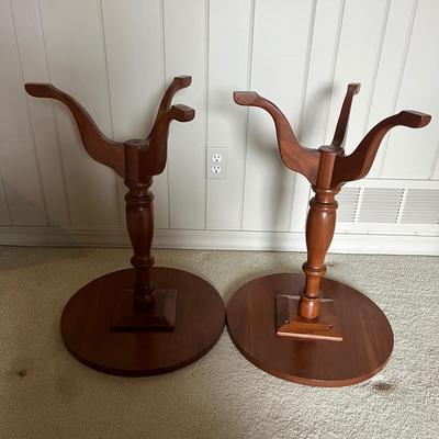 Two Pedestal Solid Wood Side Tables (2LR-MG)