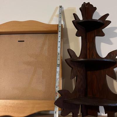 7 Pc. Decorative Wood Lot - Wall Shelves, Calendar Frames, Hooks, Corner Shelf