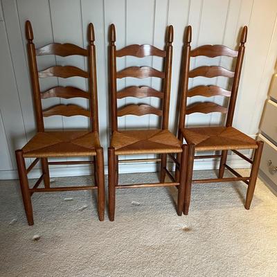 Trio of Ladder Back Chairs With Rush Seats (2LR-MG)