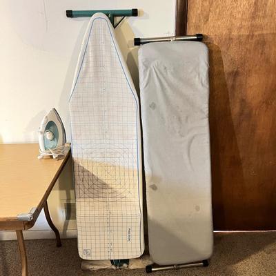 Iron and 2 Heavy Duty Ironing Boards Lot