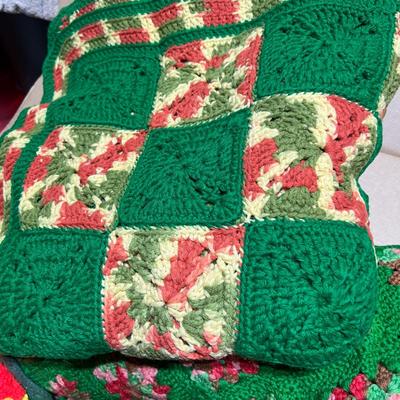 Lot of 6 Vintage Granny Square Afghans Blankets